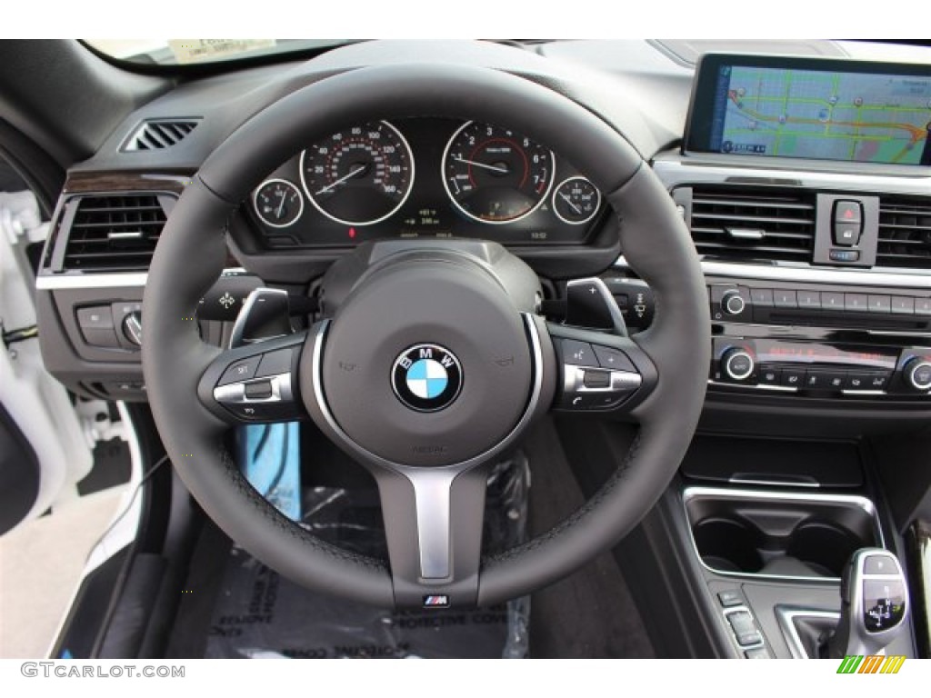 2015 BMW 4 Series 435i Convertible Black Steering Wheel Photo #100632214
