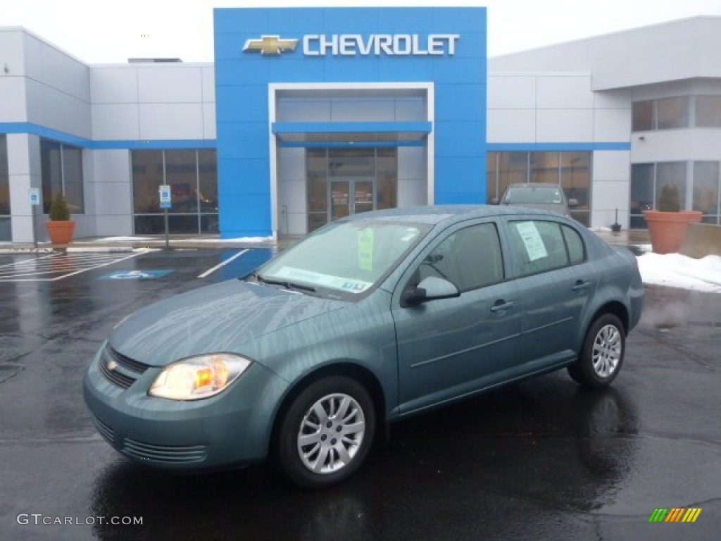 2010 Cobalt LT Sedan - Silver Moss Metallic / Ebony photo #1