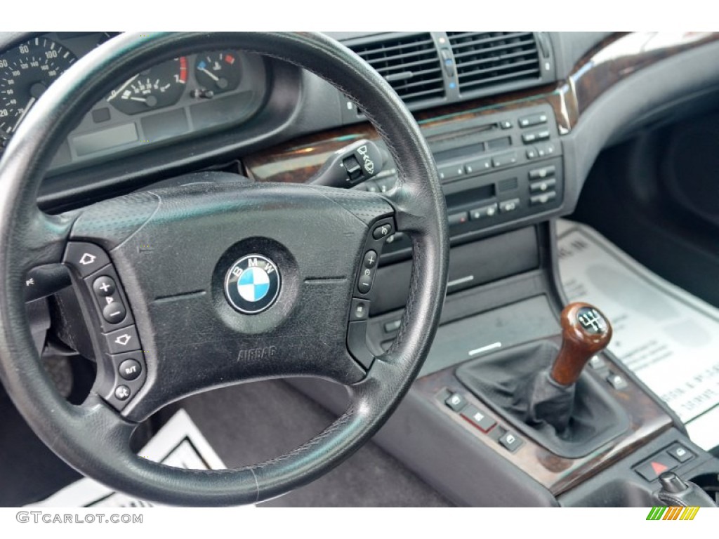 2002 BMW 3 Series 325i Sedan Black Steering Wheel Photo #100633900