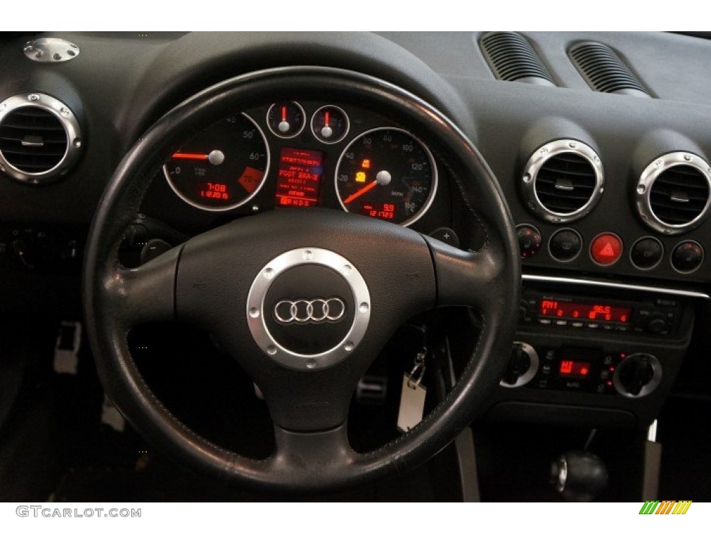 2004 Audi TT 3.2 quattro Roadster Ebony Steering Wheel Photo #100635958
