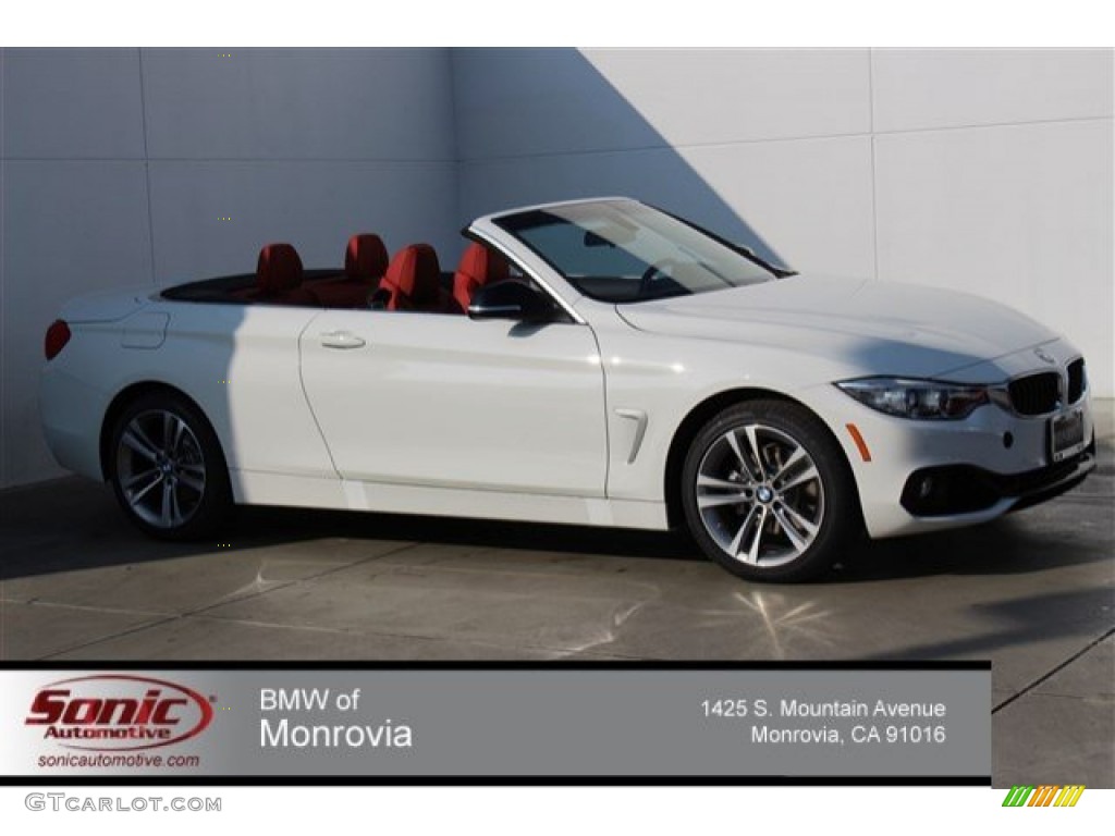 2015 4 Series 428i xDrive Convertible - Alpine White / Coral Red/Black Highlight photo #1