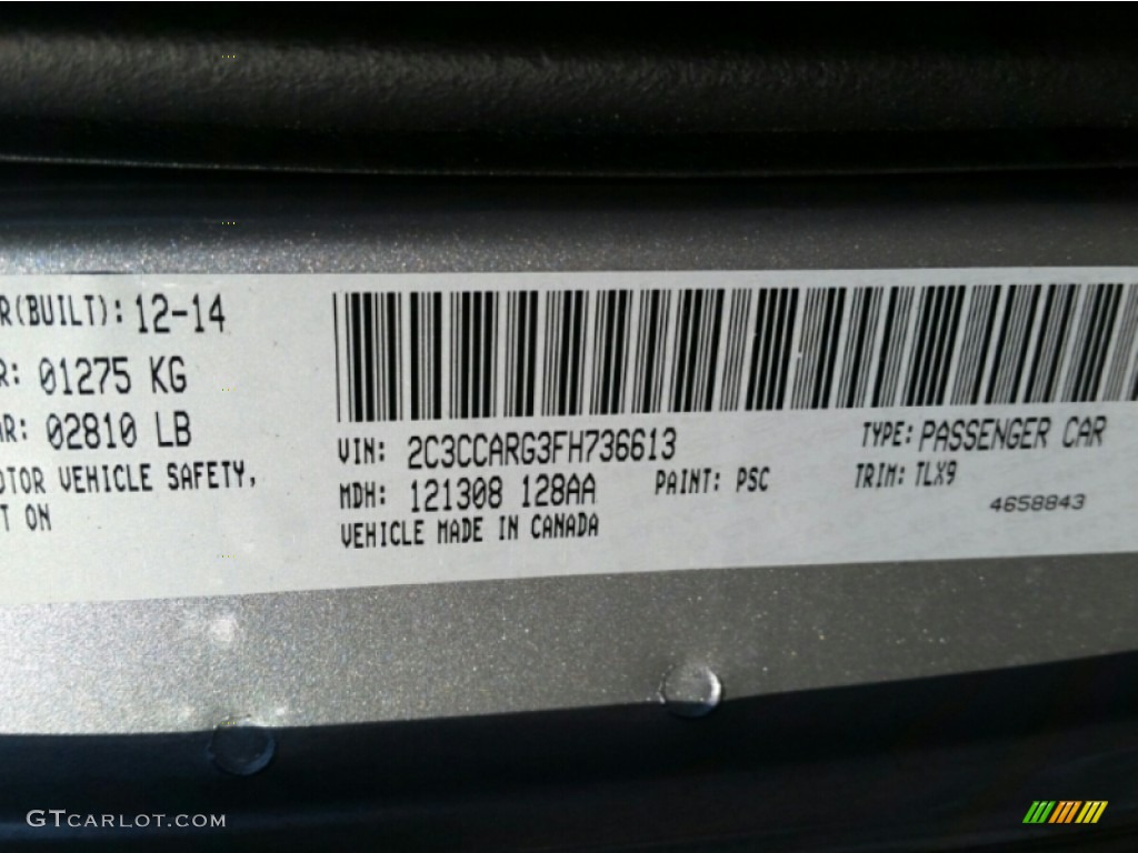 2015 Chrysler 300 Limited AWD Color Code Photos