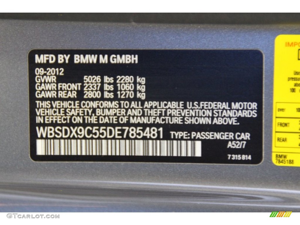 2013 BMW M3 Convertible Color Code Photos