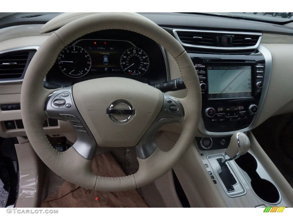 2015 Nissan Murano Platinum Cashmere Steering Wheel Photo #100651556