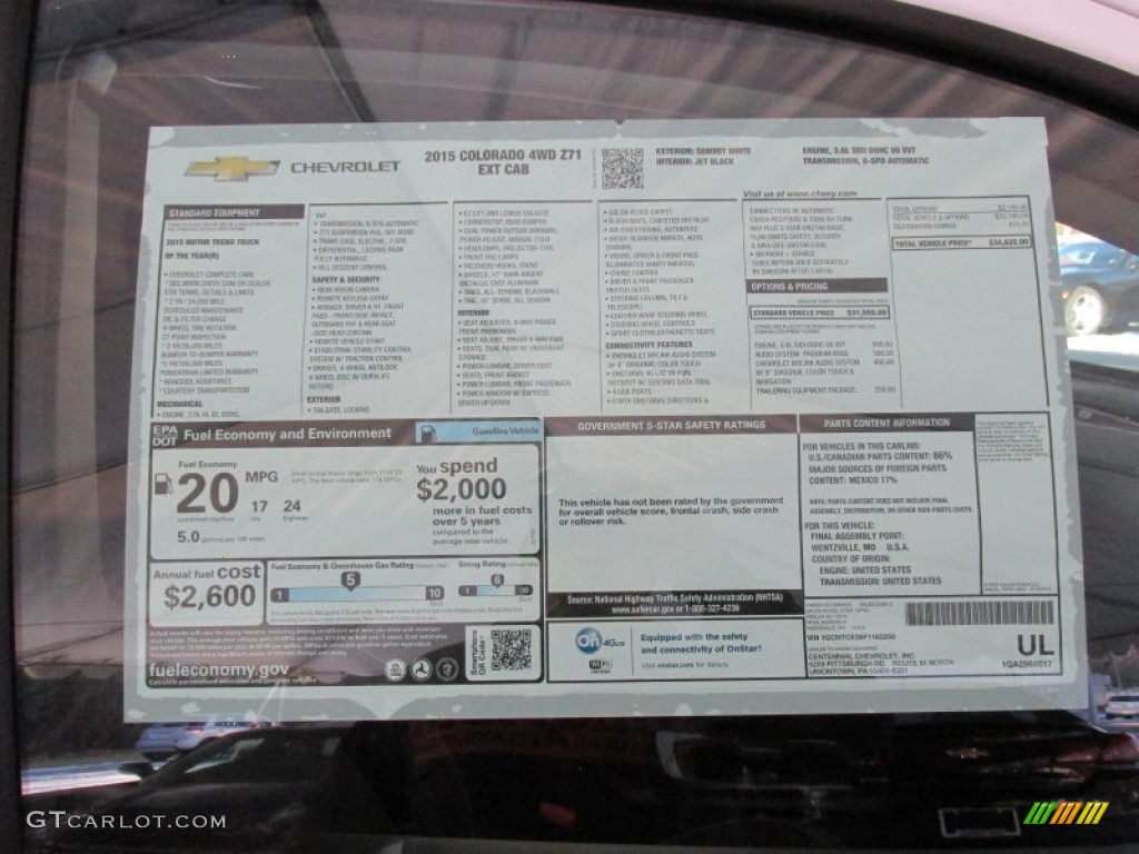 2015 Chevrolet Colorado Z71 Crew Cab 4WD Window Sticker Photos