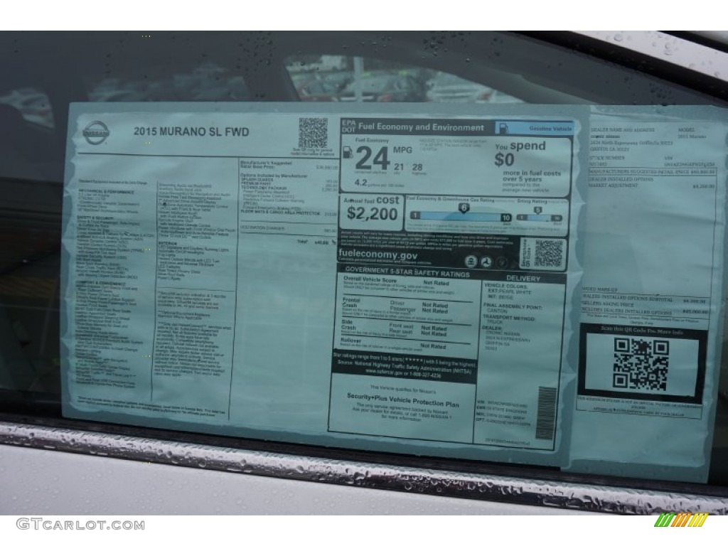2015 Nissan Murano SL AWD Window Sticker Photos