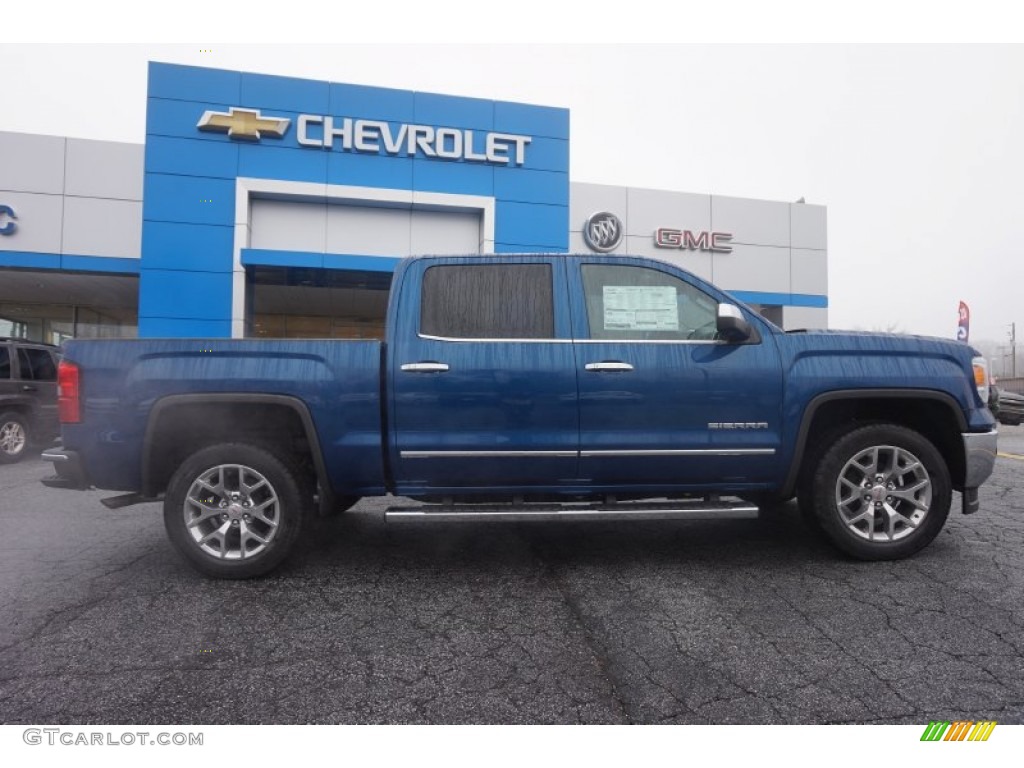 Stone Blue Metallic 2015 GMC Sierra 1500 SLT Crew Cab Exterior Photo #100660388