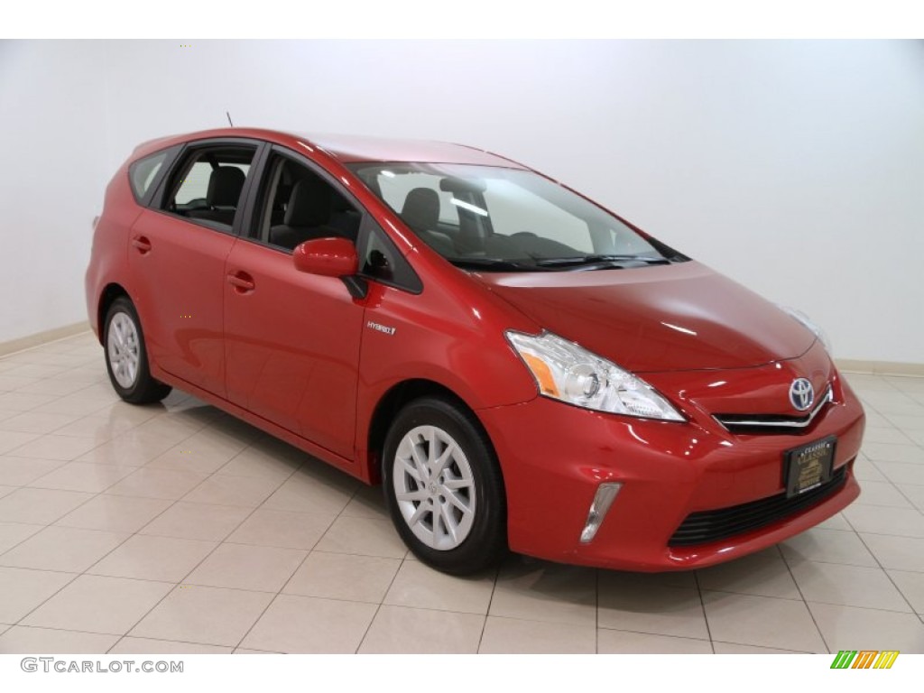 2012 Prius v Two Hybrid - Barcelona Red Metallic / Dark Gray photo #1