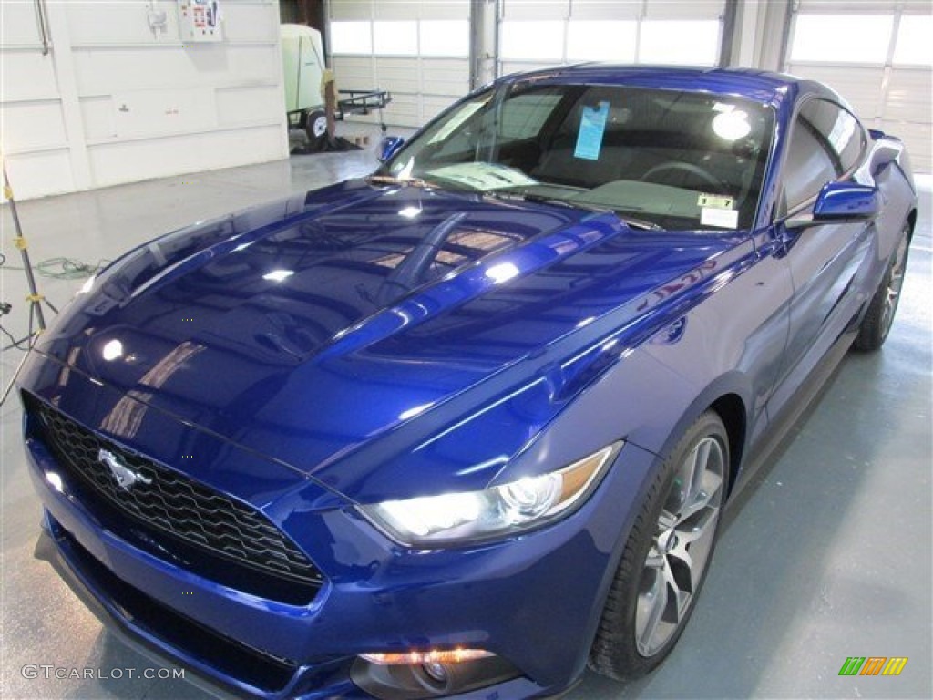 2015 Mustang EcoBoost Premium Coupe - Deep Impact Blue Metallic / Ebony photo #3