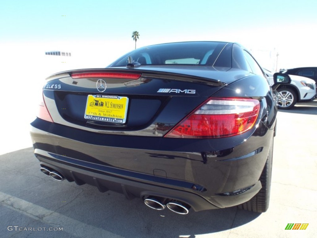 2015 SLK 55 AMG Roadster - Black / designo Platinum White/Black photo #14