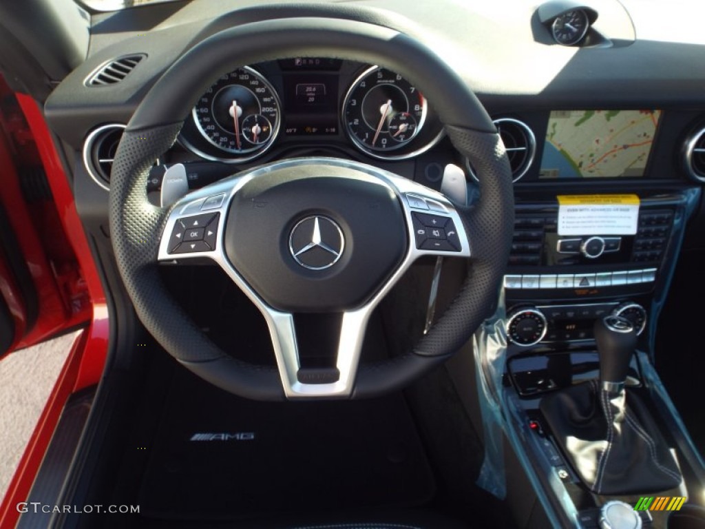 2015 Mercedes-Benz SLK 55 AMG Roadster Black Steering Wheel Photo #100676705