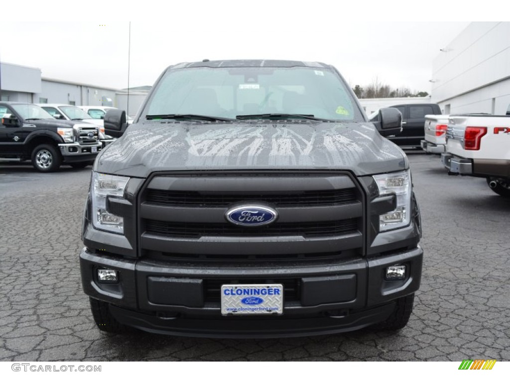 2015 F150 Lariat SuperCrew 4x4 - Magnetic Metallic / Black photo #4