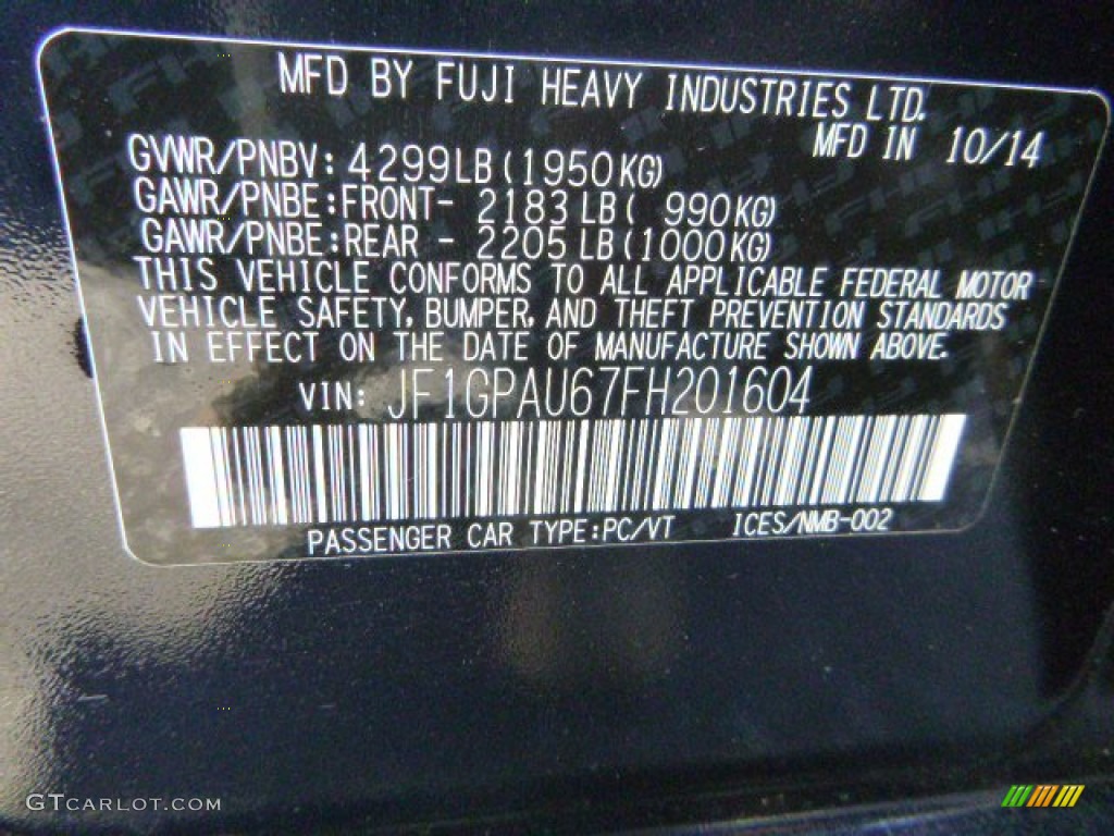 2015 Impreza 2.0i Sport Premium 5 Door - Deep Sea Blue Pearl / Ivory photo #14