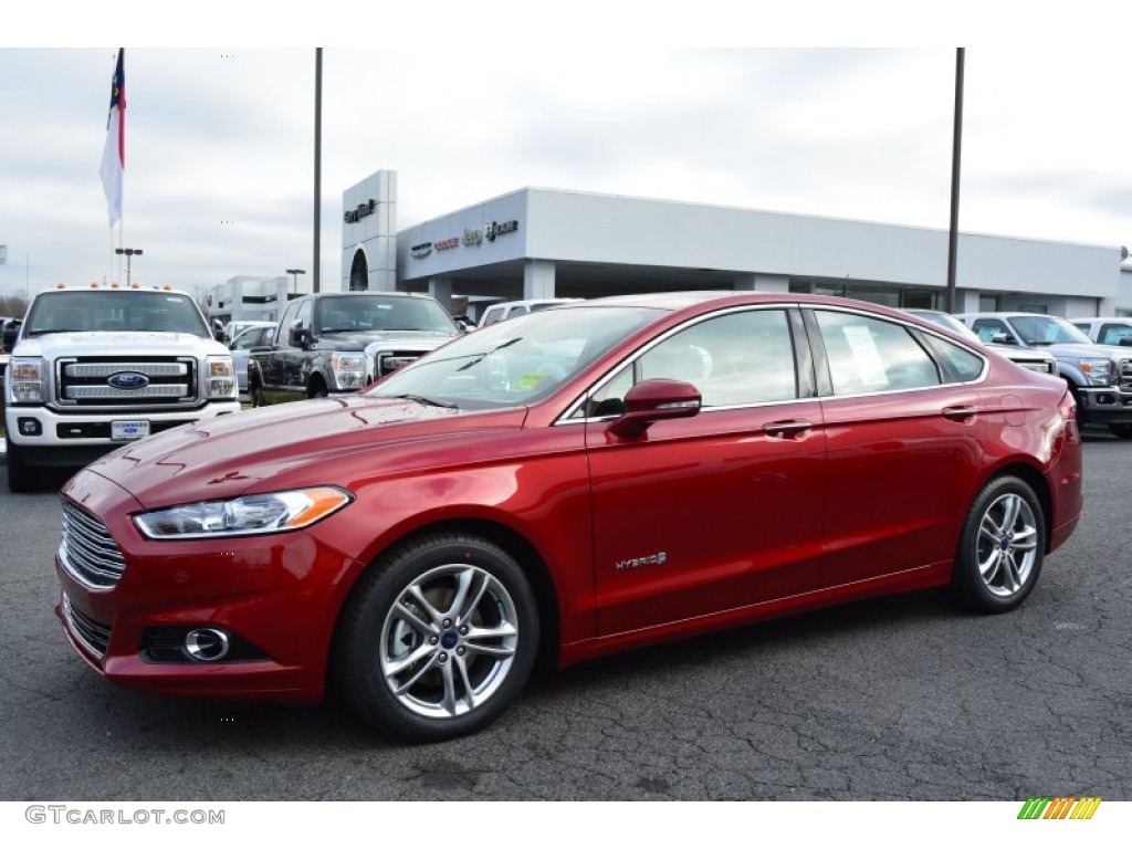2015 Fusion Hybrid Titanium - Ruby Red Metallic / Charcoal Black photo #3