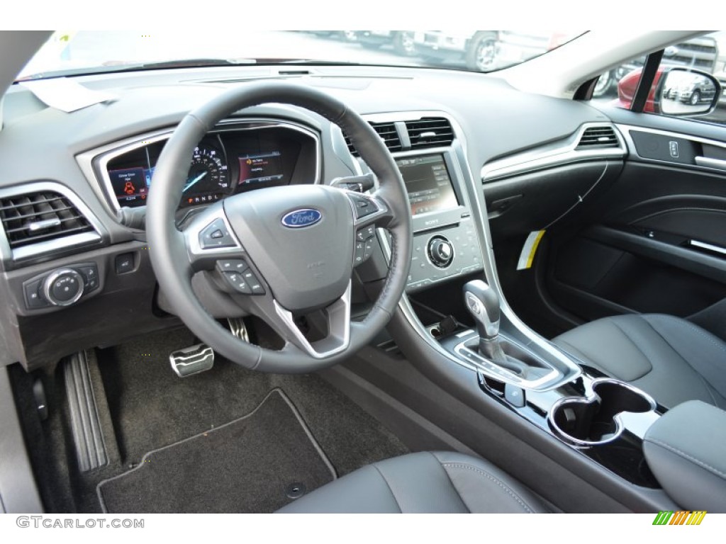 Charcoal Black Interior 2015 Ford Fusion Hybrid Titanium Photo #100687880