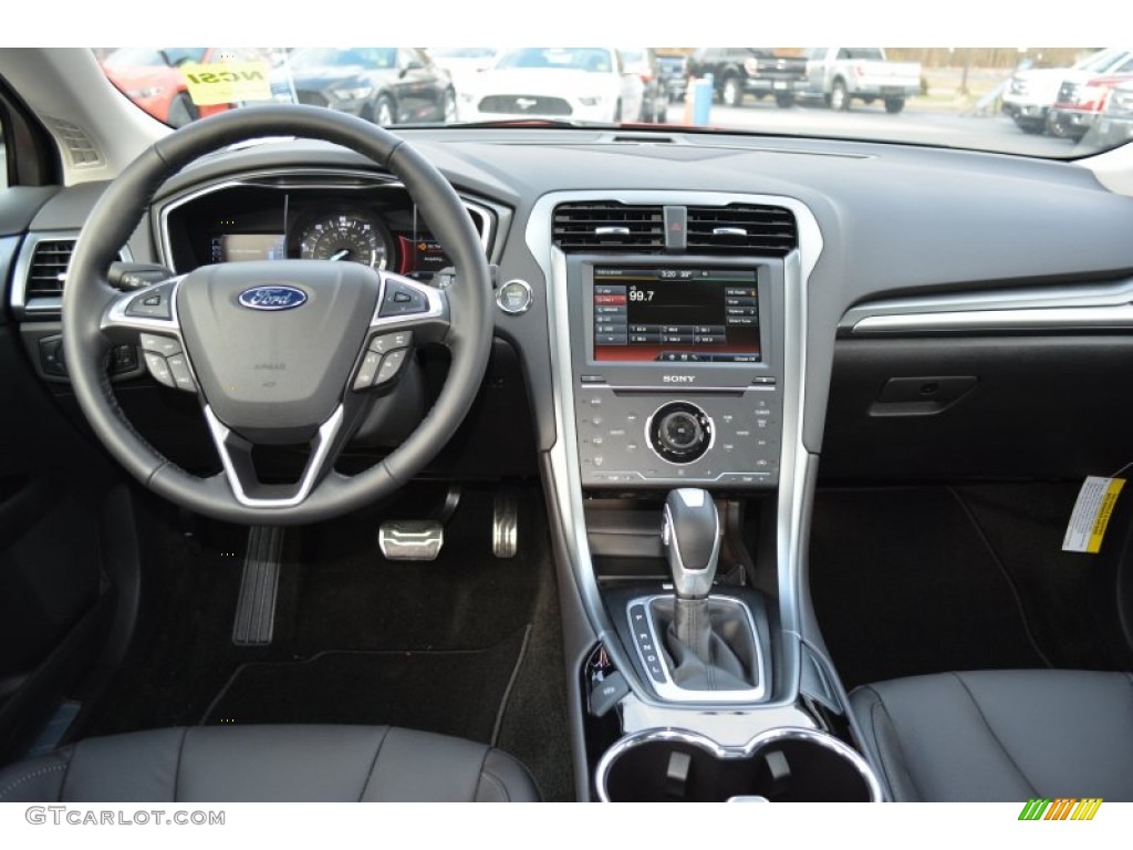 2015 Fusion Hybrid Titanium - Ruby Red Metallic / Charcoal Black photo #8