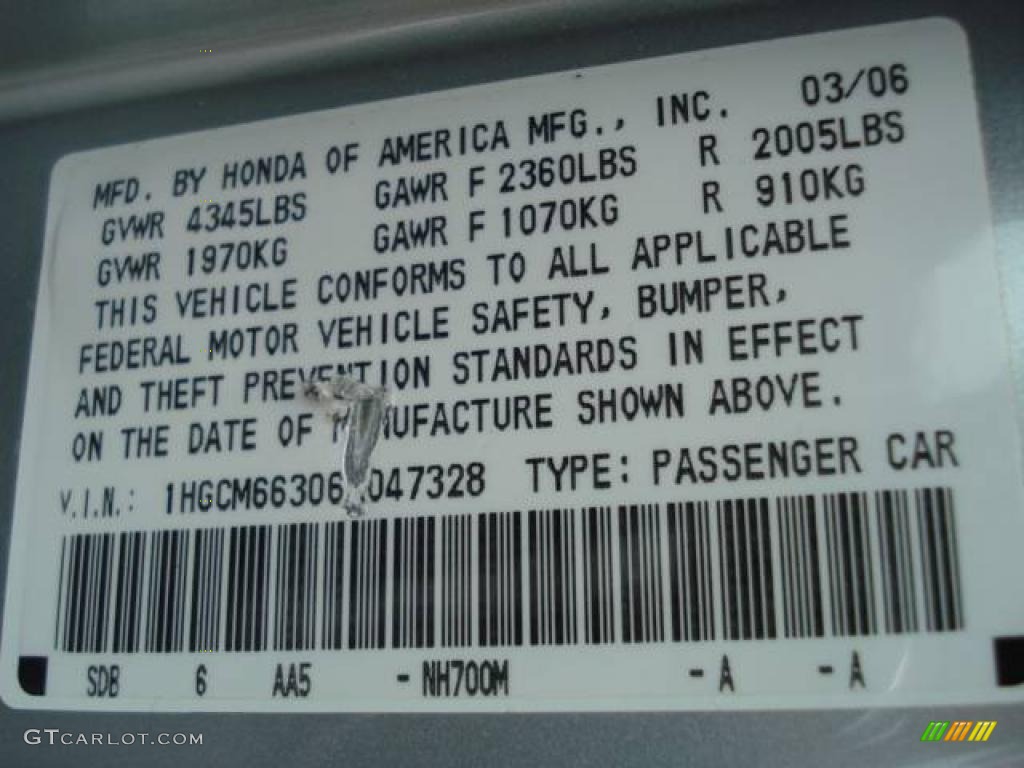 2006 Accord LX V6 Sedan - Alabaster Silver Metallic / Gray photo #12