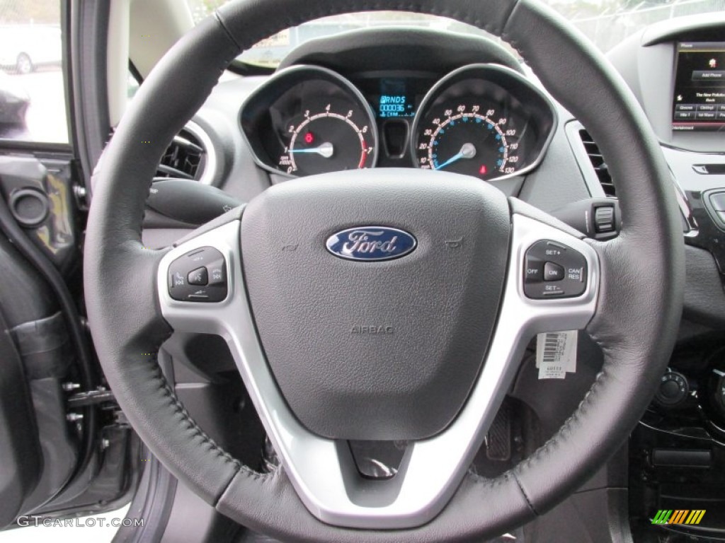 2015 Ford Fiesta SE Hatchback Charcoal Black Steering Wheel Photo #100692407