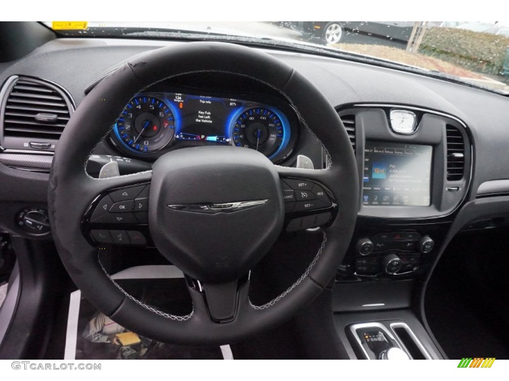 2015 Chrysler 300 S Black Steering Wheel Photo #100694031
