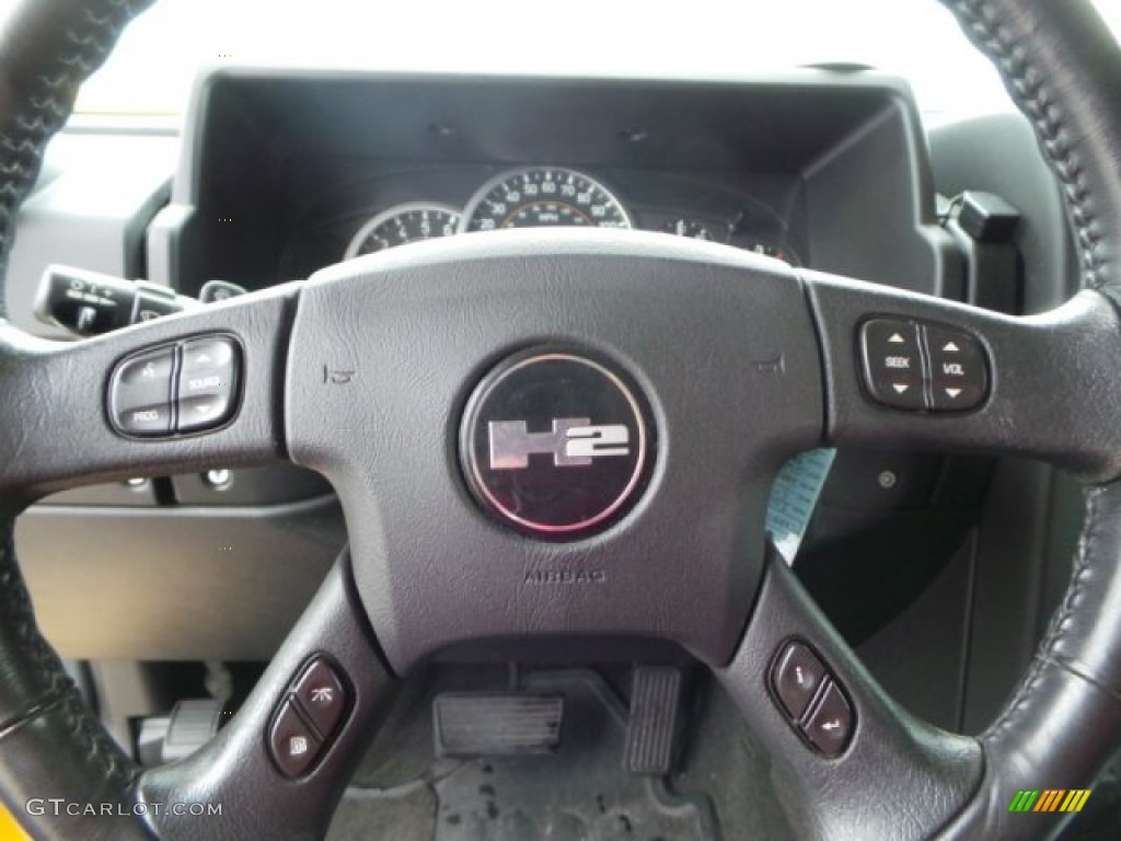 2007 Hummer H2 SUV Ebony Black Steering Wheel Photo #100708643