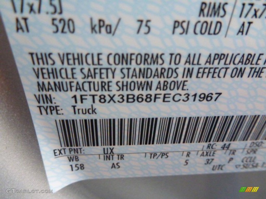 2015 Ford F350 Super Duty XL Super Cab 4x4 Color Code Photos