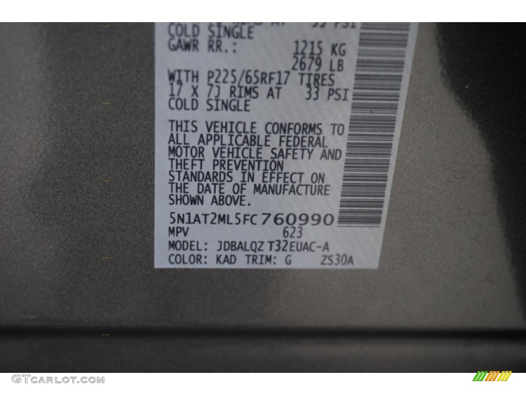 2015 Rogue Color Code KAD for Gun Metallic Photo #100723991