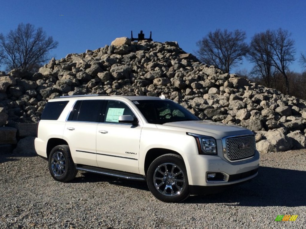 2015 Yukon Denali 4WD - White Diamond Tricoat / Denali Cocoa/Shale photo #1
