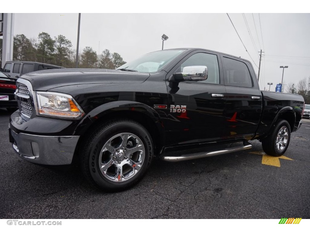 2015 1500 Laramie Crew Cab 4x4 - Black / Canyon Brown/Light Frost photo #3