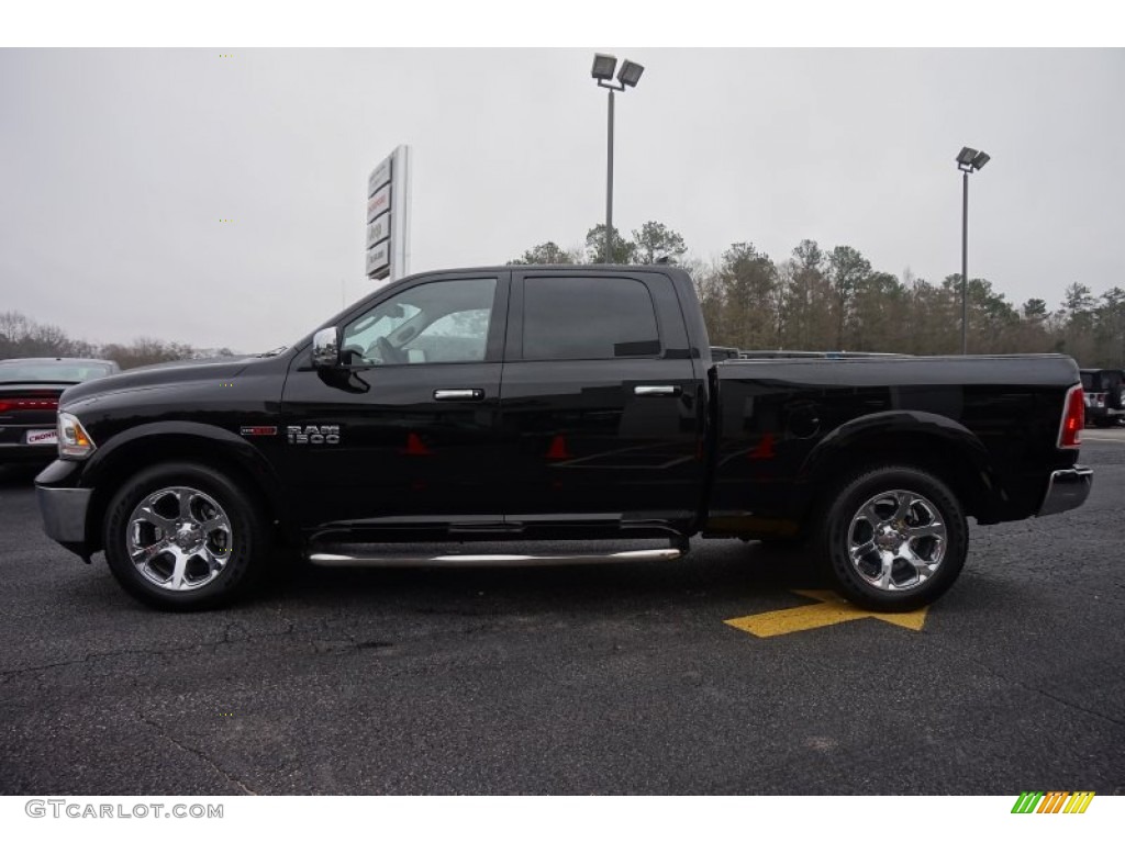 2015 1500 Laramie Crew Cab 4x4 - Black / Canyon Brown/Light Frost photo #4