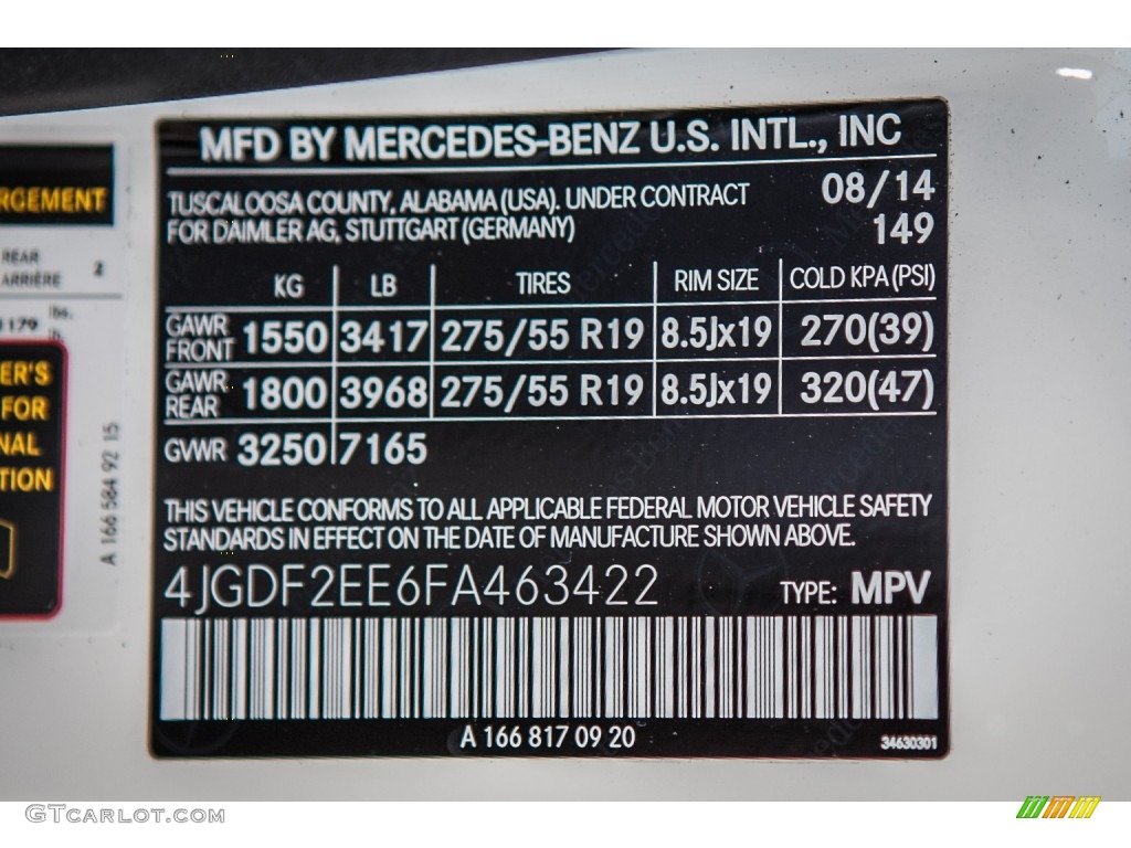 2015 Mercedes-Benz GL 350 BlueTEC 4Matic Color Code Photos