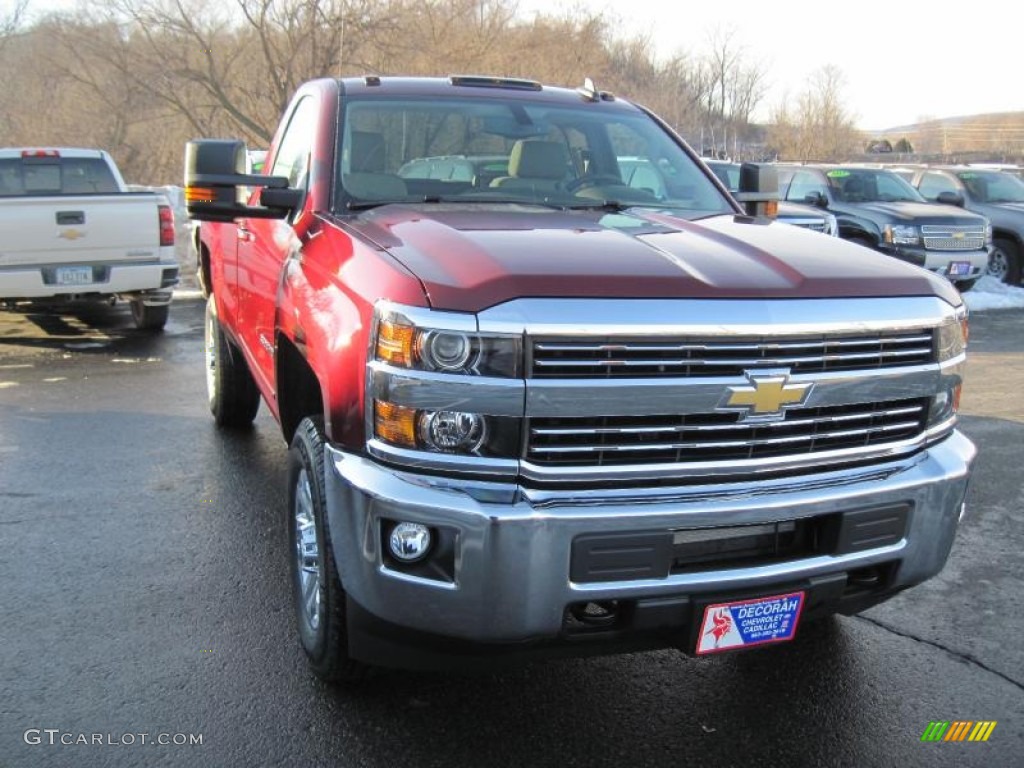 2015 Silverado 3500HD LT Regular Cab 4x4 - Deep Ruby Metallic / Jet Black/Dark Ash photo #2
