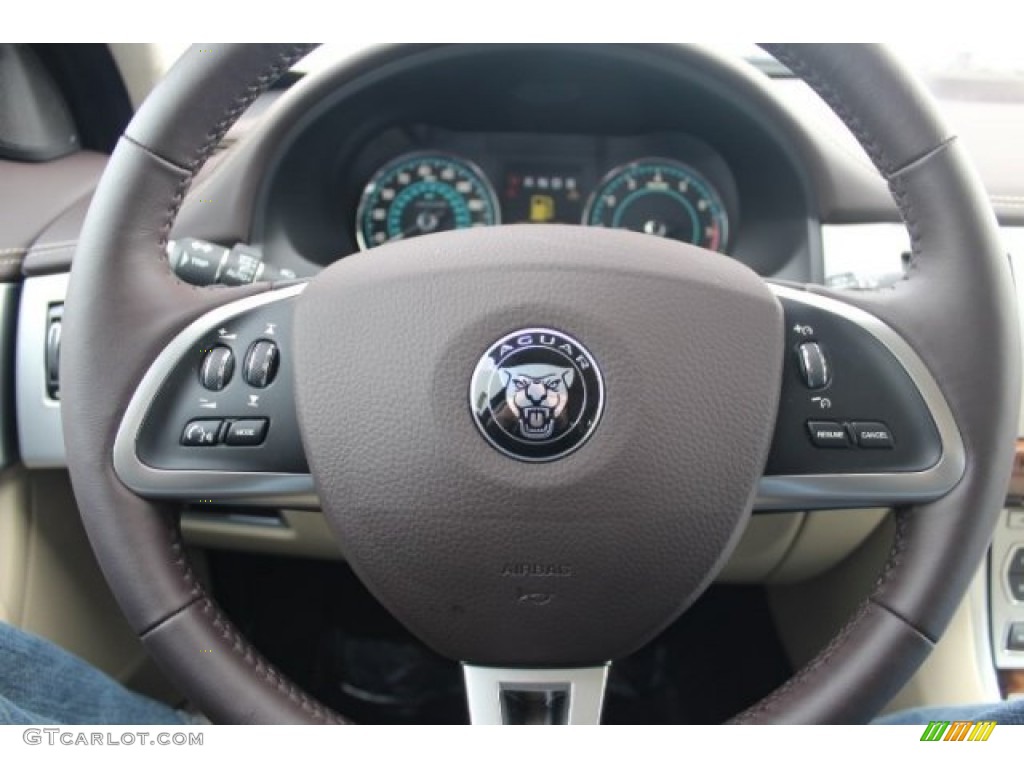 2015 Jaguar XF 3.0 Barley/Truffle Steering Wheel Photo #100758730