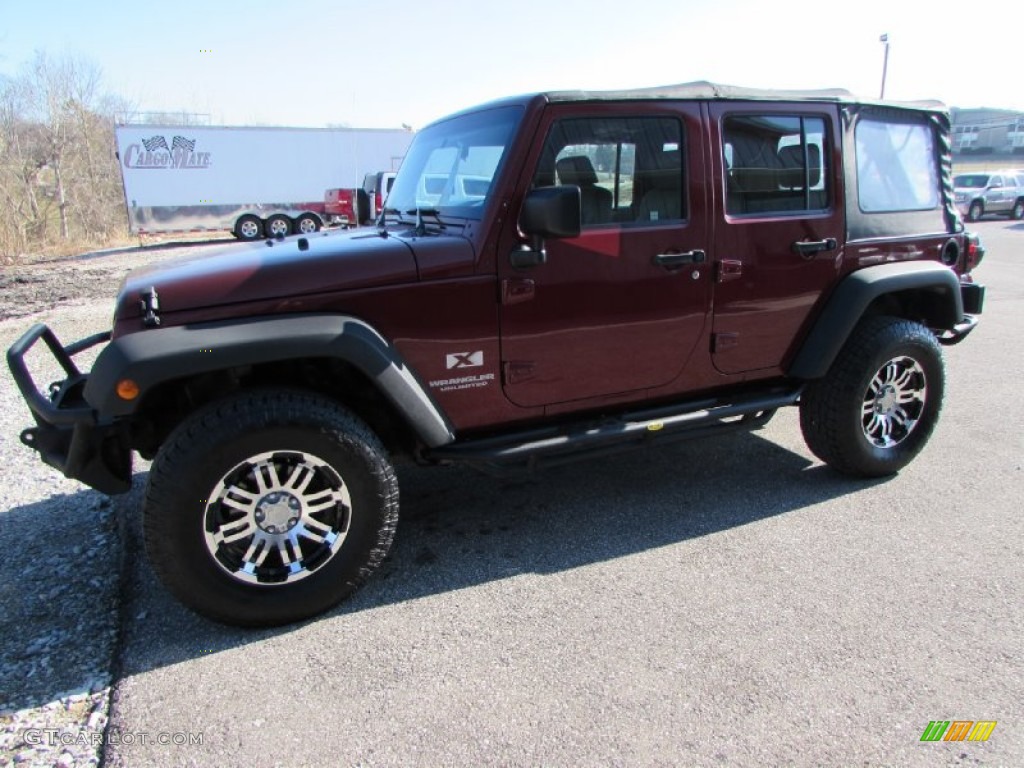 2008 Wrangler Unlimited X - Red Rock Crystal Pearl / Dark Slate Gray/Med Slate Gray photo #8