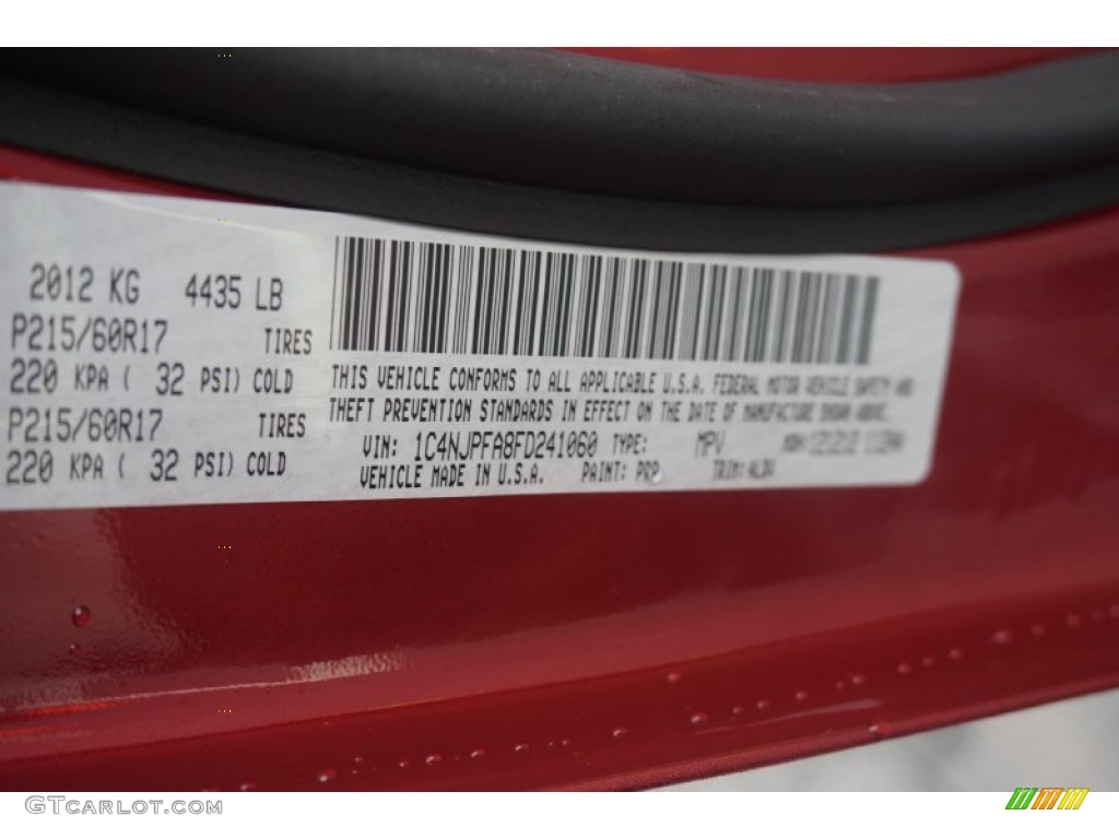 2015 Patriot Color Code PRP for Deep Cherry Red Crystal Pearl Photo #100772113