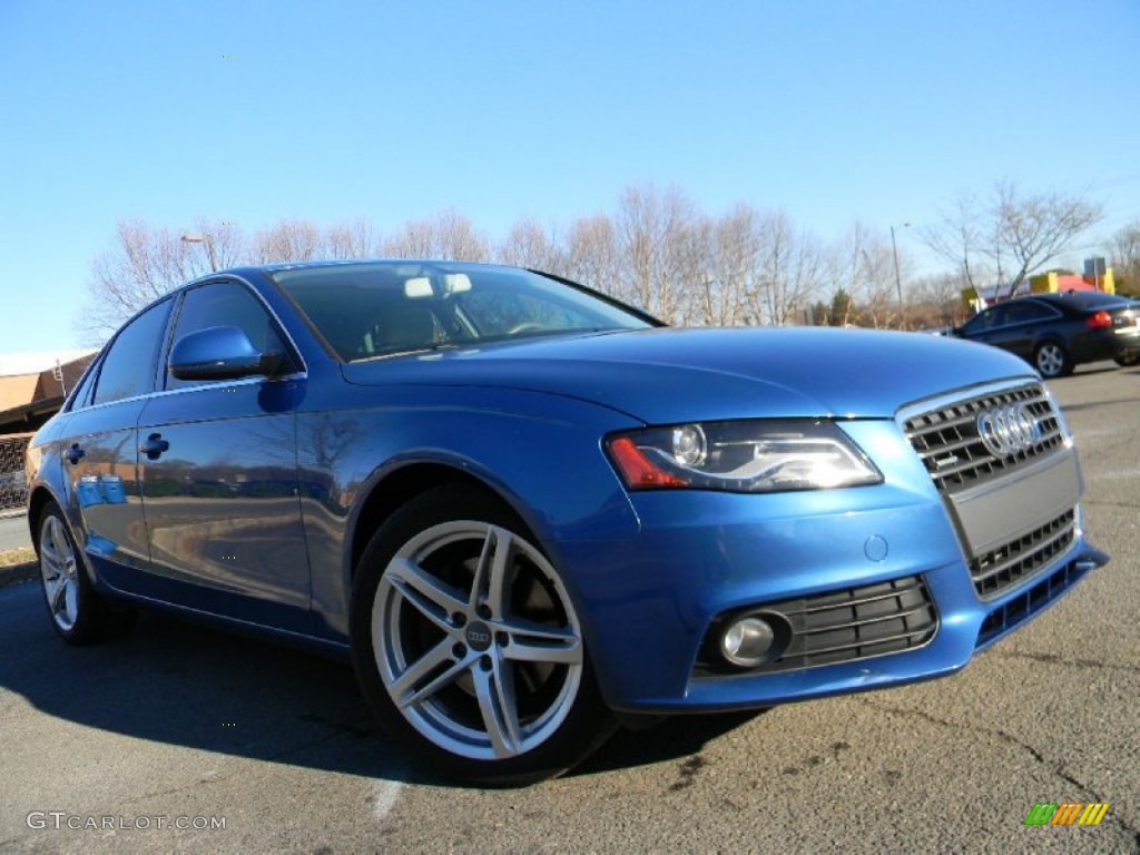 2009 A4 2.0T Premium quattro Sedan - Aruba Blue Pearl Effect / Light Grey photo #2