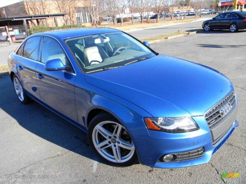 2009 A4 2.0T Premium quattro Sedan - Aruba Blue Pearl Effect / Light Grey photo #3