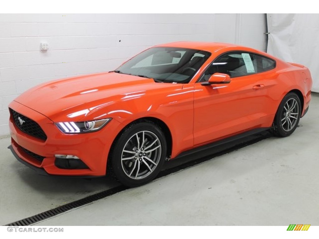 Competition Orange 2015 Ford Mustang EcoBoost Premium Coupe Exterior Photo #100789531