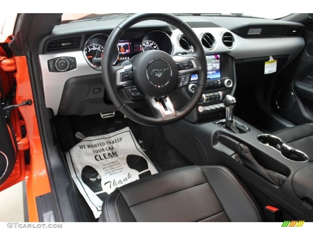 Ebony Interior 2015 Ford Mustang EcoBoost Premium Coupe Photo #100789600
