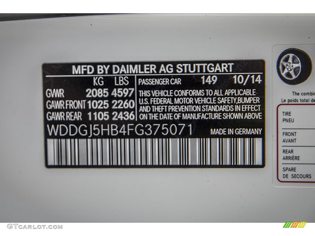 2015 C Color Code 149 for Polar White Photo #100797440