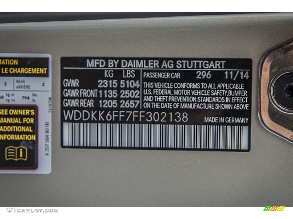 2015 E Color Code 296 for Dune Silver Metallic Photo #100797784
