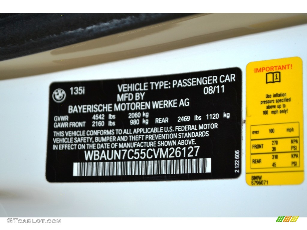 2012 1 Series 135i Convertible - Alpine White / Black photo #11