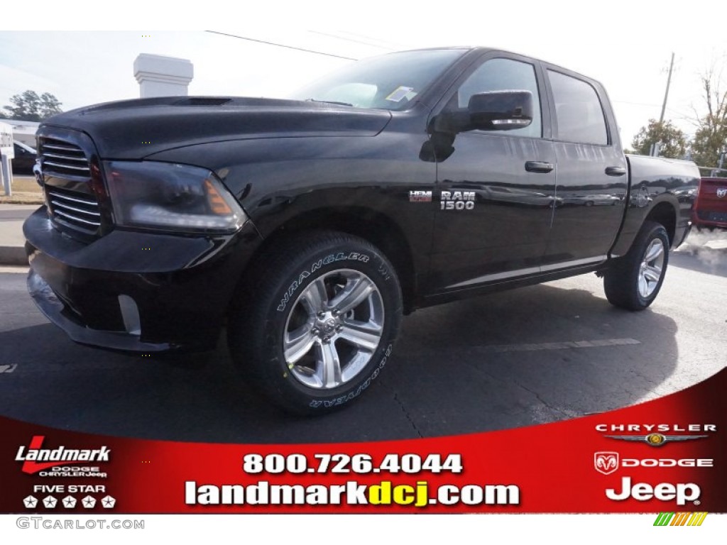 2015 1500 Sport Crew Cab 4x4 - Black / Black photo #1