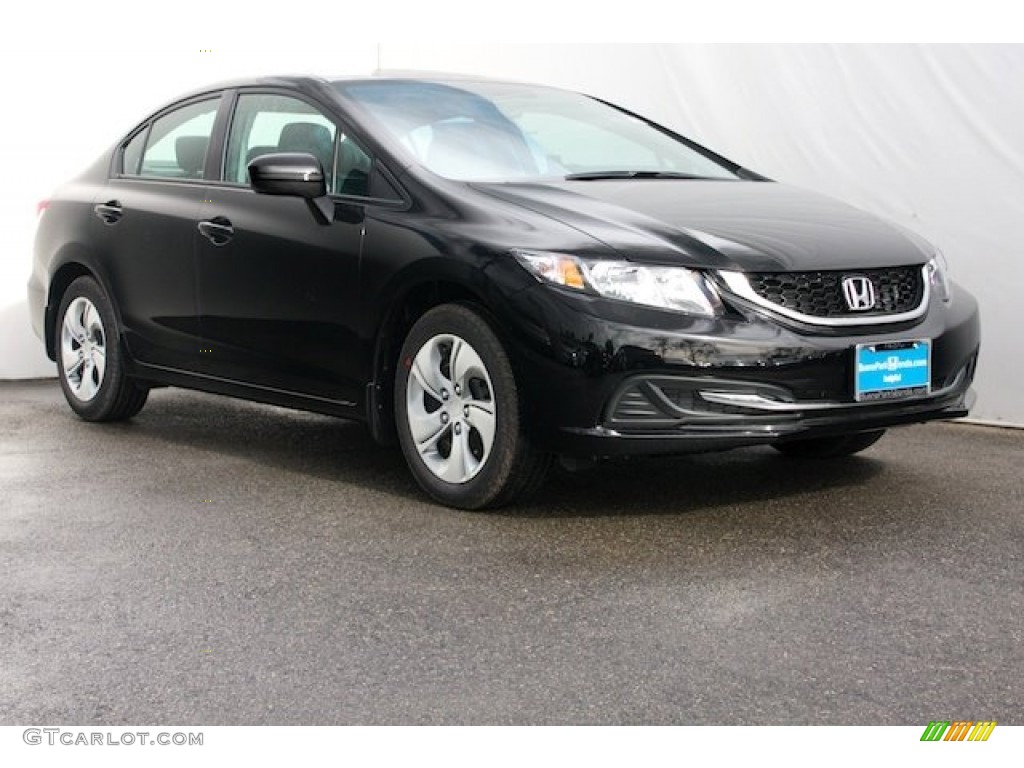 2015 Civic LX Sedan - Crystal Black Pearl / Black photo #1