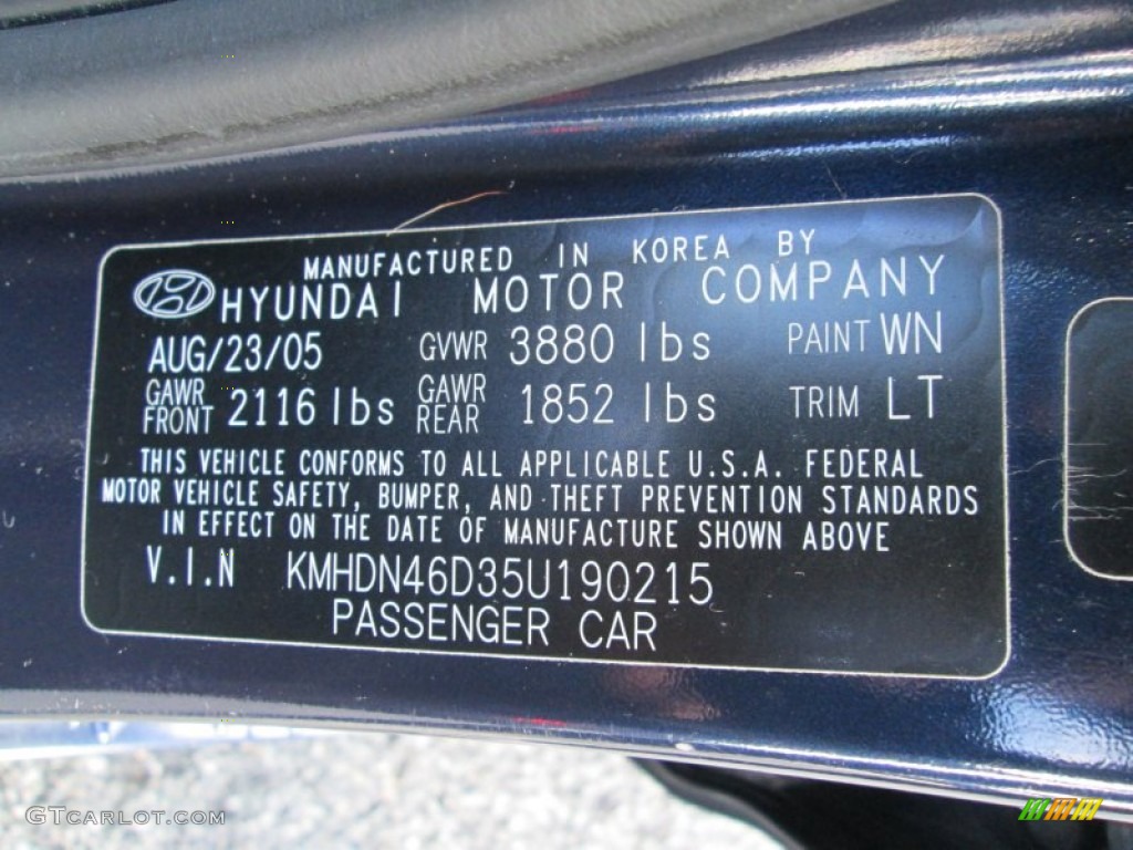 2005 Elantra GLS Sedan - Moonlit Blue / Gray photo #27