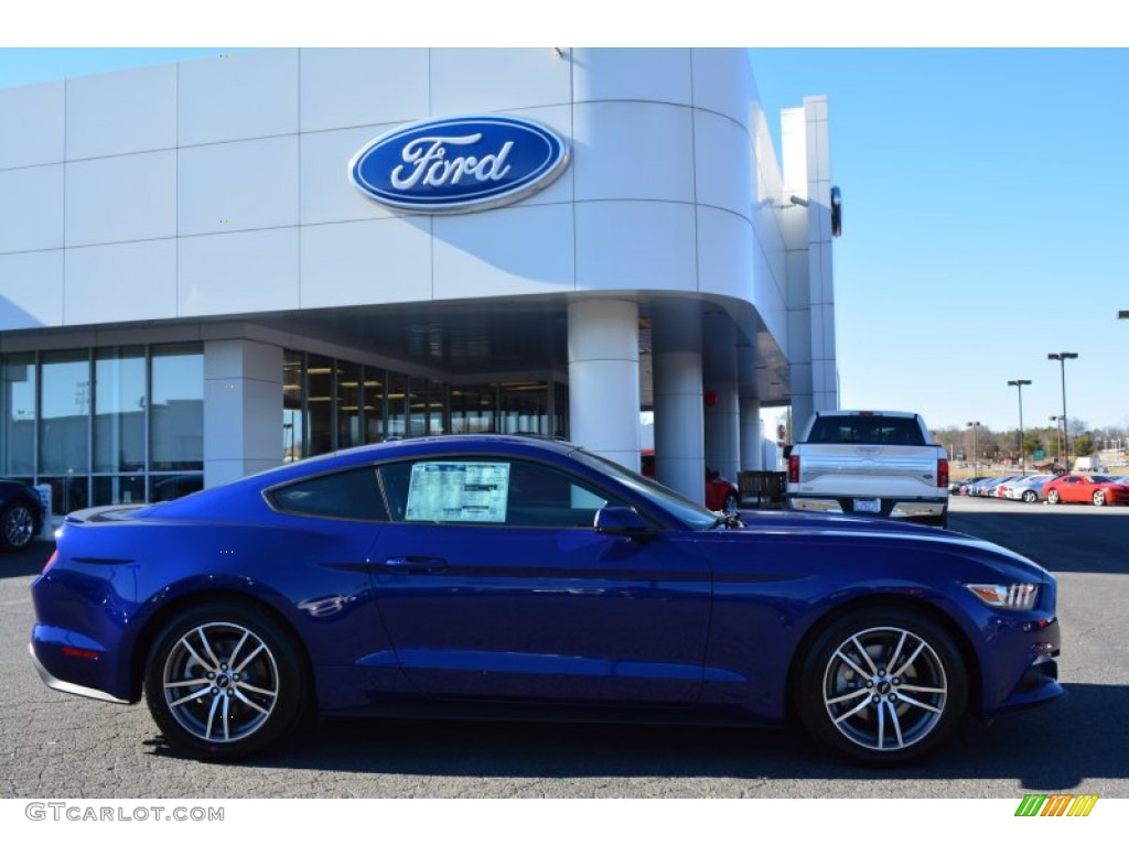 2015 Mustang EcoBoost Premium Coupe - Deep Impact Blue Metallic / Ebony photo #2