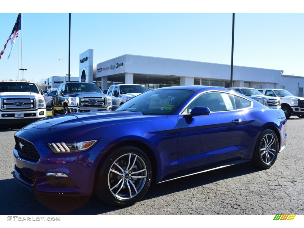 2015 Mustang EcoBoost Premium Coupe - Deep Impact Blue Metallic / Ebony photo #3