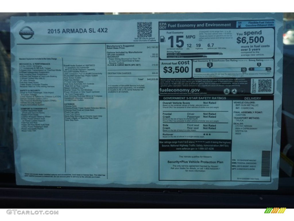 2015 Nissan Armada SL Window Sticker Photo #100828543