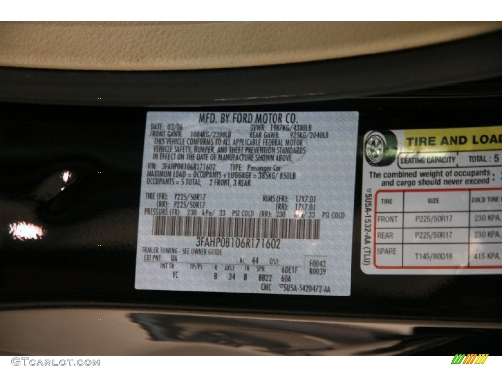 2006 Fusion SEL V6 - Black / Camel photo #15