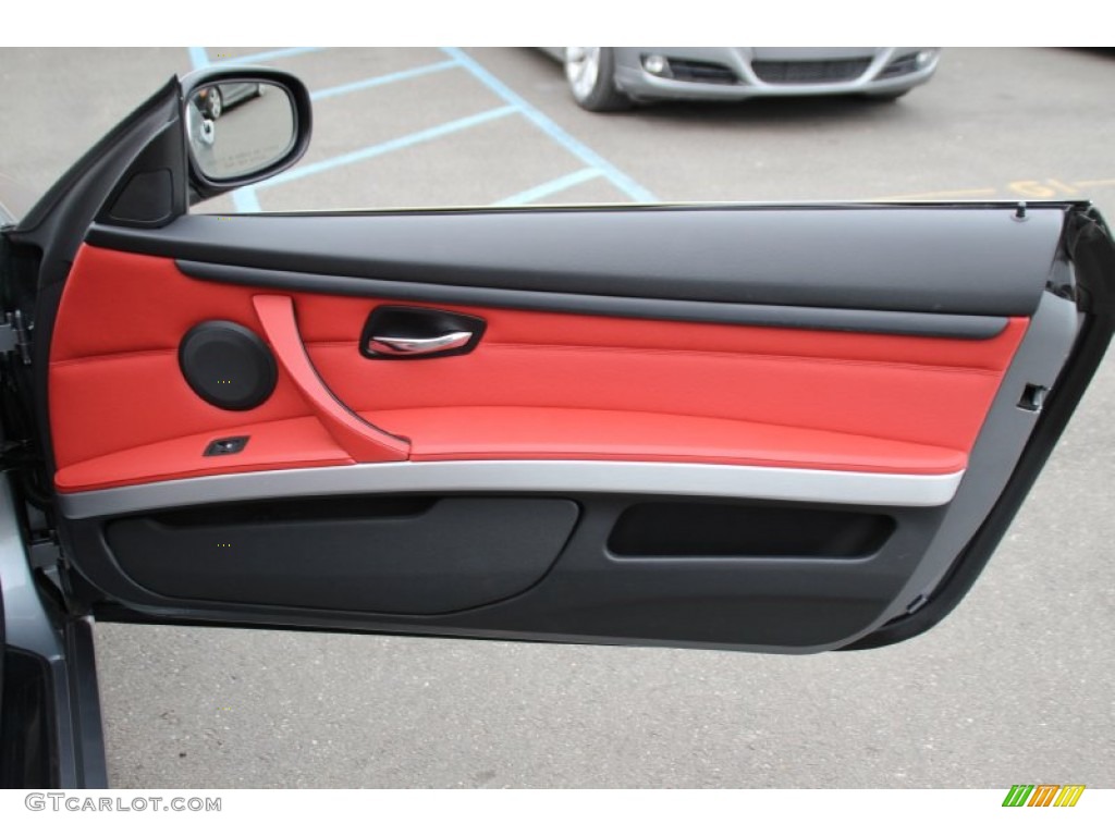 2012 BMW 3 Series 328i xDrive Coupe Coral Red/Black Door Panel Photo #100848380