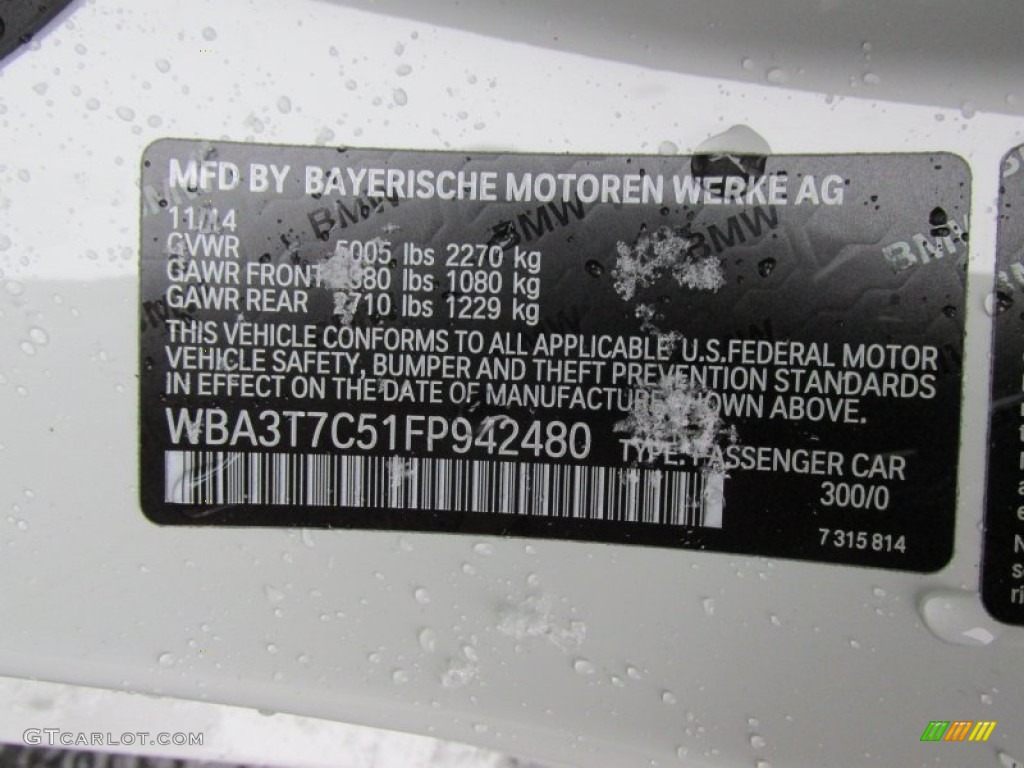 2015 4 Series Color Code 300 for Alpine White Photo #100851893